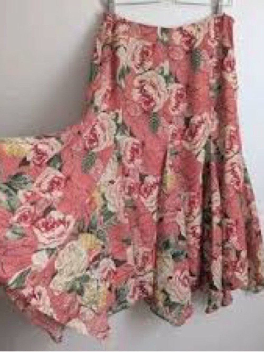 Y2K Coldwater Creek Pink Pleated Embroidered Maxi Silk Blend Skirt Size XL